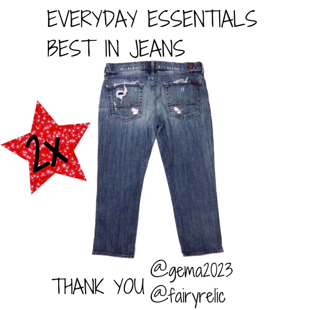 7 FOR ALL MANKIND • Distressed Cropped Jeans - Picture 1 of 6
